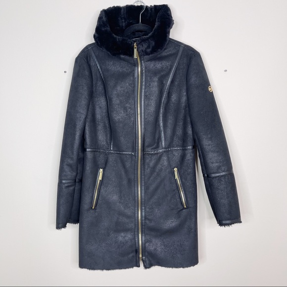 Michael Michael Kors Suede Fur Lined Jacket Black